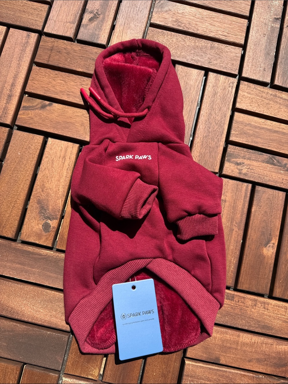 Dog Spark Paws Maroon Hooded Sweater